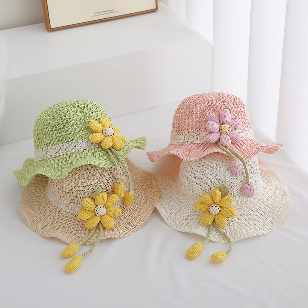 Kids Sunhat With Wide Brim And Breathable Paper Grass Material For Summer Outdoor Activities