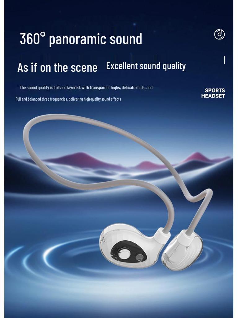 V6 Bone Conduction Wireless Bluetooth In-Ear Headphones - Open Ear Hook Style for Secure Fit During Sports Activities