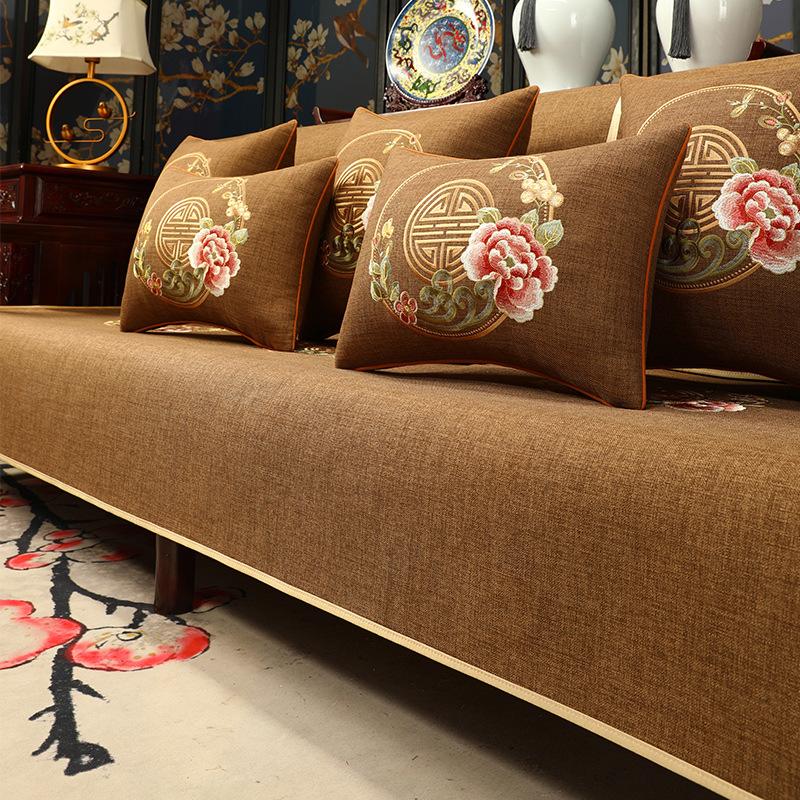 Mahogany Furniture Sofa Cushion, Seat Cushion Cover, Embroidered Backrest Towel, High-Grade Non-Slip Cover Brohan Bed Cushion Cover