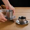 BR304 Stainless Steel Coffee Cup Retro Double-layer Heat-resistant Mug Silver Coffee Cup Afternoon Tea Cups and Saucer Set TeacupEY