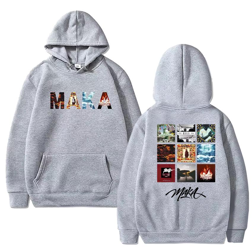 Hot Rapper Maka Music Album Tour 2025 Double Sided Cover Print Hoodie Unisex Hip Hop Punk Streetwear Men Women Fleece Sweatshirt