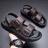 Sandaler i första lagret kohud herr trendiga sommar nya sportkläder läder strandskor avslappnade coola tofflor 1 st