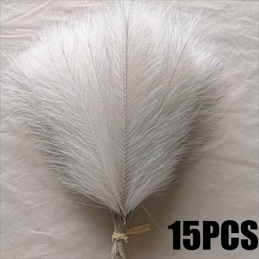 24PCS Brown Faux Pampas Grass White, 56cm Short Artificial Pompous Grass Floral Fake Pompas Grass Branches Vase Filler
