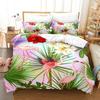 Flamingo Duvet Cover King/Queen Size Green Tropical Leaves Decor Bedding Set Palm Tree Flower Soft 2/3pcs Polyester Quilt Cover