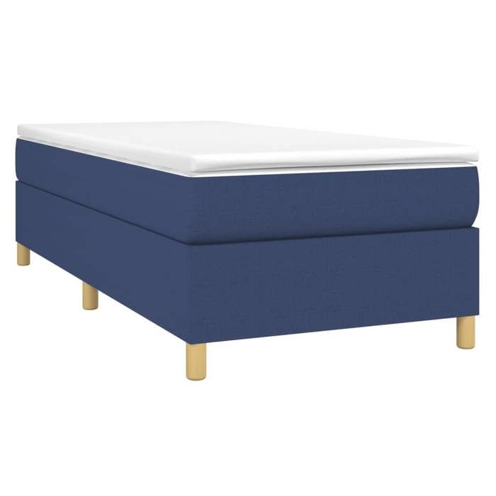 Maison Exclusive - Slatted Bed Base with Mattress Blue 90x200 Cm Fabric