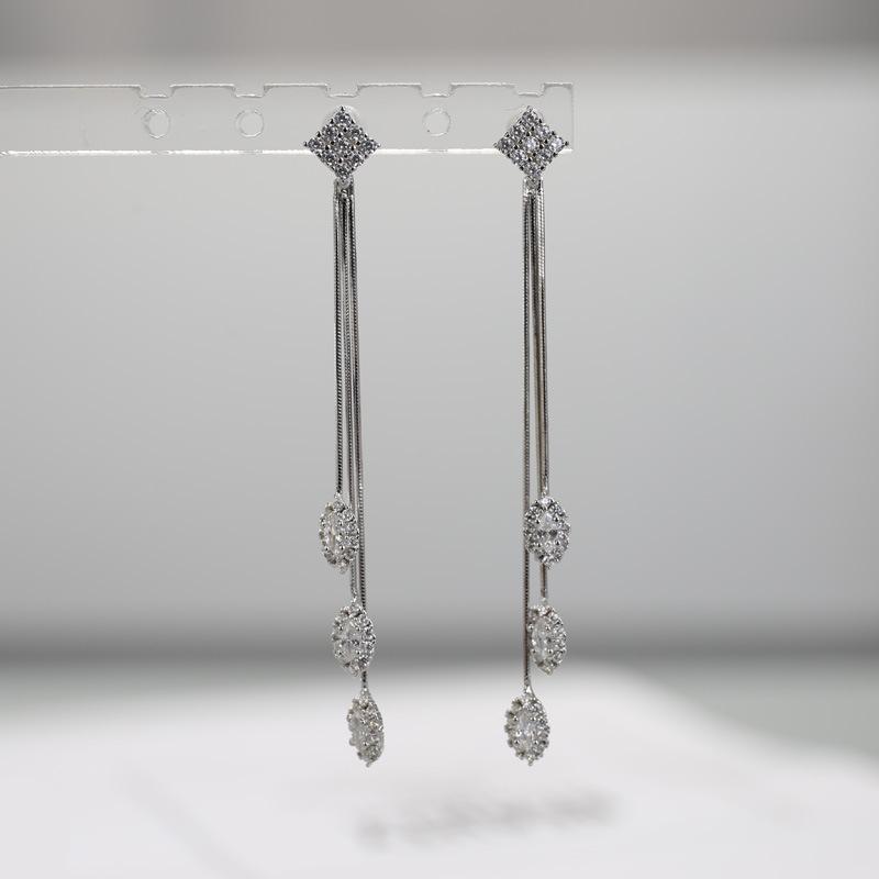 High-end Zircon Long Tassel Ear Cage Super Fairy Temperament Light Luxury Earrings New Style To Show Slim Earrings