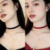 Vintage Wine Red Velvet Pearl Choker Necklace