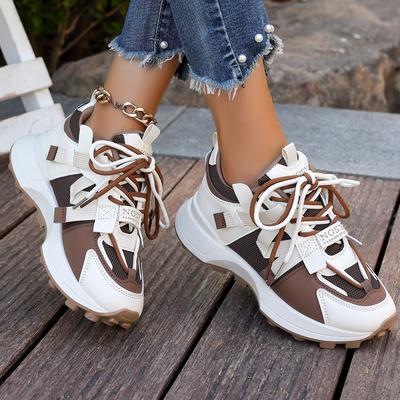 Nowe Damskie Sneakersy Siateczkowe Oddychające Sneakersy na Platformie Damskie Casual Sznurowane Outdoorowe Buty Damskie Sneakersy z Niską Cholewką Zapatos De Mujer
