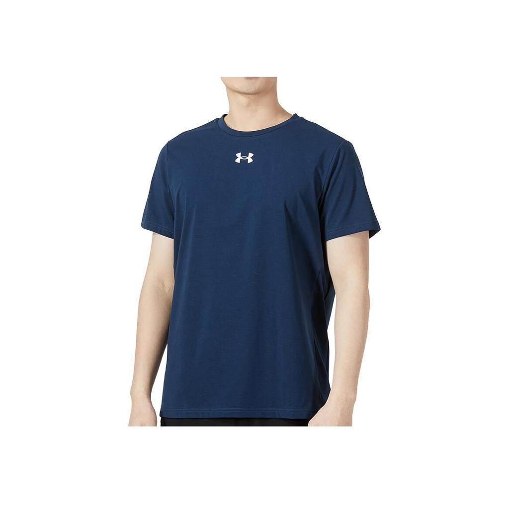 Under Armour Logo Print Sports Knit Crew Neck T-Shirt Men Tops Academy-Blue 22500514-408