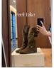 Sheepskin version~ Height increase 6cm round head thin medium boots for women, autumn and winter new soft long tube stacking boots, long boots for wo
