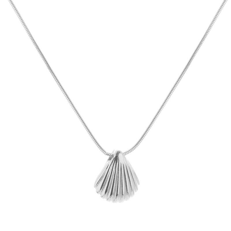 

Stainless Steel Metal Shell Pendant Necklace for Women Waterproof Summer Gold Color Pvd Plated Statement Jewelry срібний