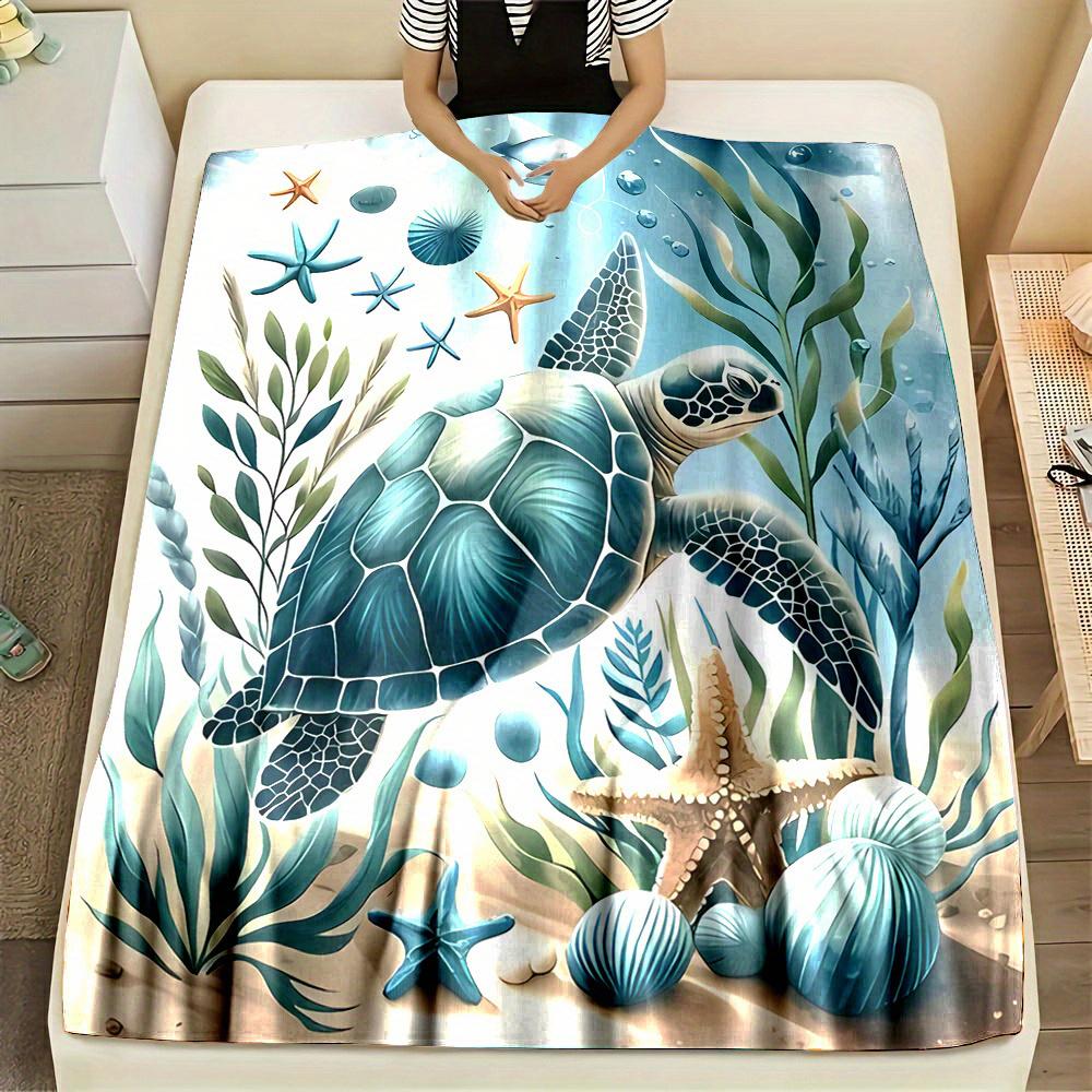 Sea Turtle Printed Blanket , Warm and Comfortable Throw Blanket Sofa Bed Sofa Camping Trip, the Best Gift.