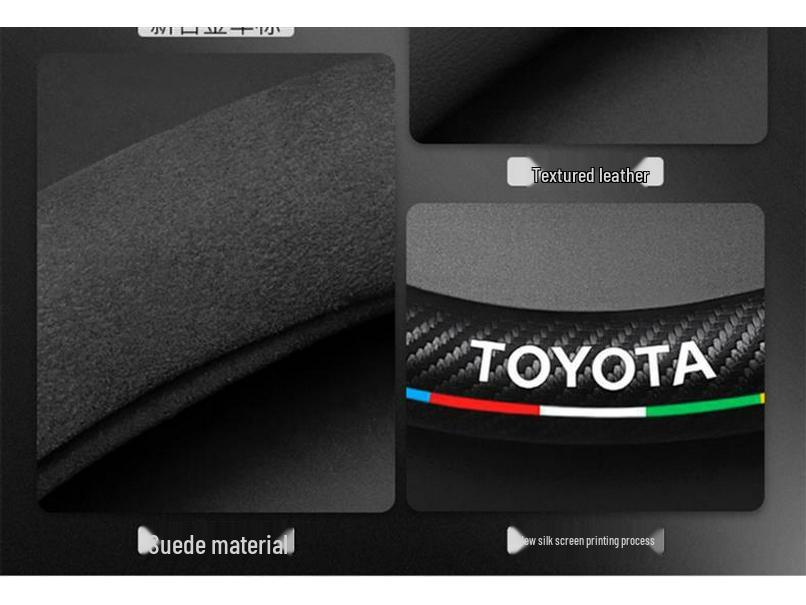 Genuine Leather Steering Wheel Cover for Toyota Camry 2006-2022 - All-Season Universal Fit with Carbon Fiber Suede