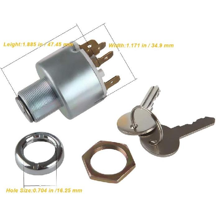 MDY 31973K4183 SPB501,551508G Waterproof Ignition Key Starter Switch with 3 Position 5 Terminal 2 Keys Replacement for Cars, Motorcycles, Boats