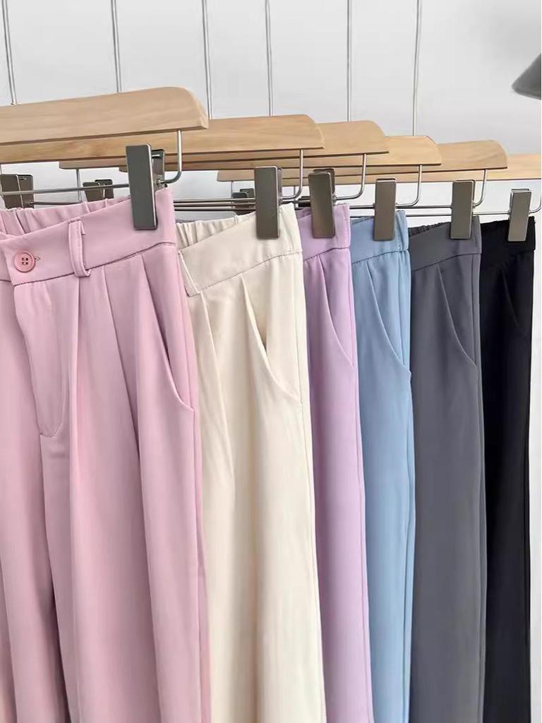 2026 Spring/Summer Women's High-Waist Wide-Leg Drape Pants - Loose, Casual, Floor-Length Straight-Leg Suit Pants