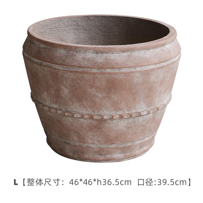 Vaso de Terracota Vintage de Boca Larga, Vaso de Flores Antigo Desgastado para Decoração de Jardim Externo Pátio, Vaso de Jardim Rústico Resistente