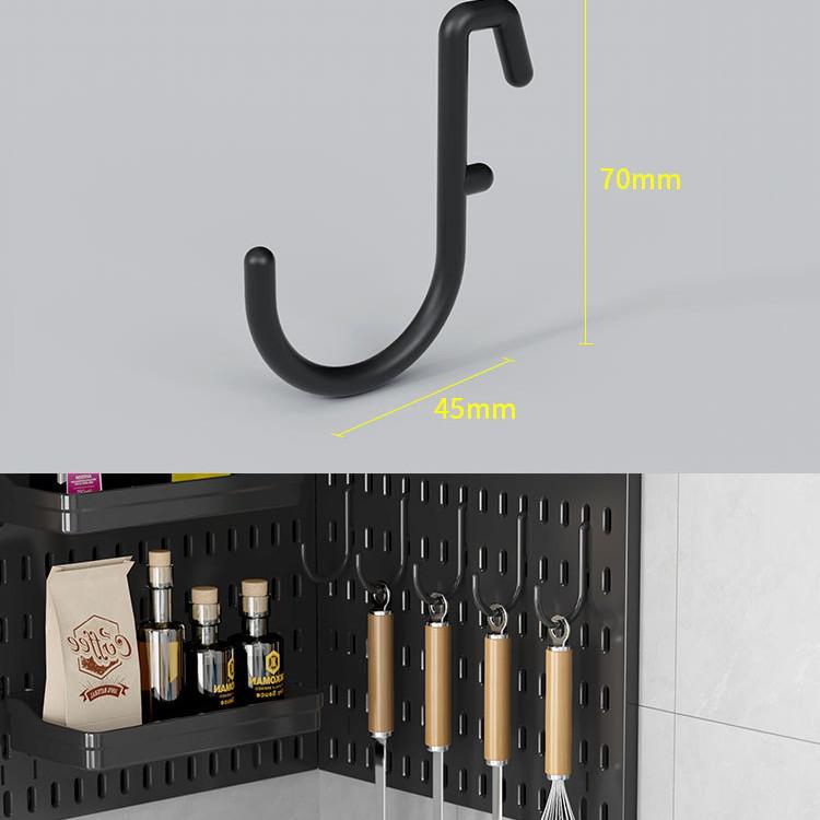 Black Wall-Mounted Pegboard Hooks for DIY Gaming Room Organization