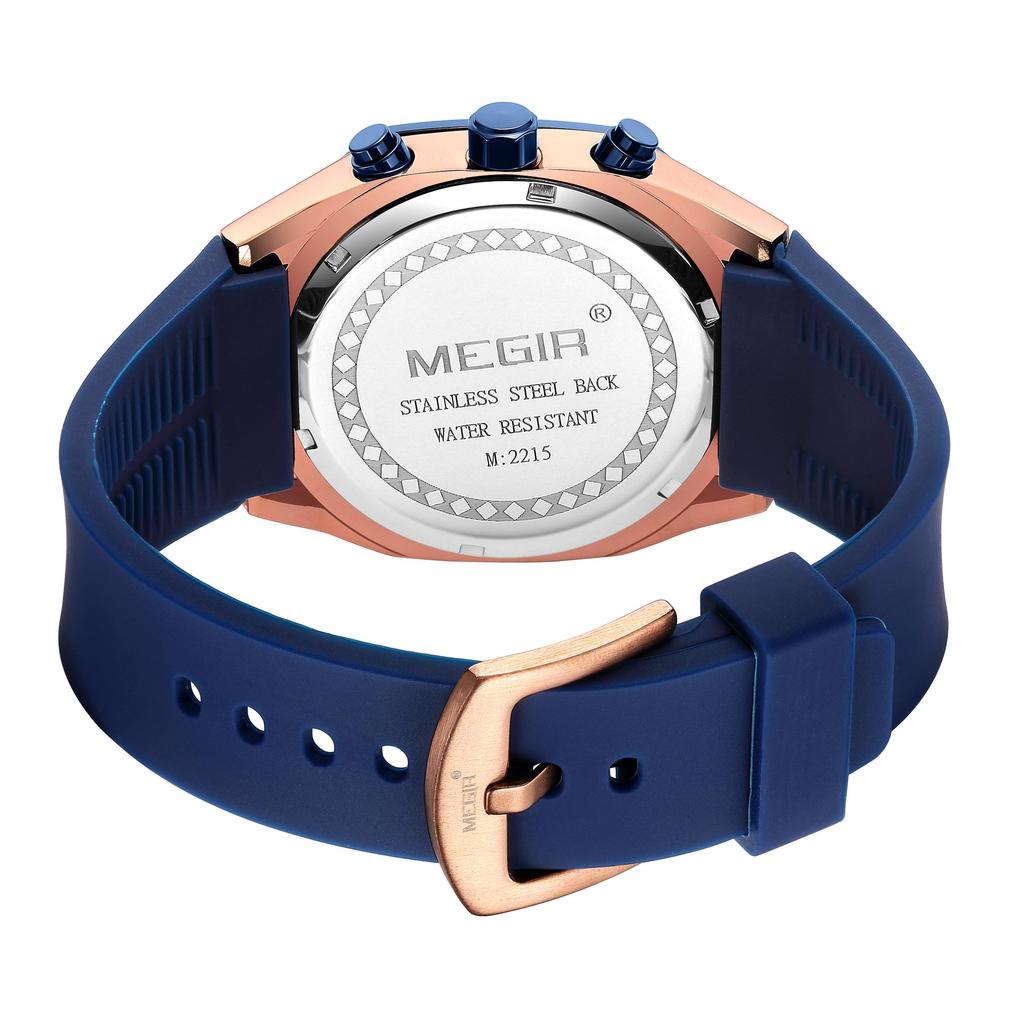 MEGIR Chronograph Fashion Sport Casual Watches for Men Silicone Waterproof Quartz Wristwatch Date Clock Reloj Hombre 2215