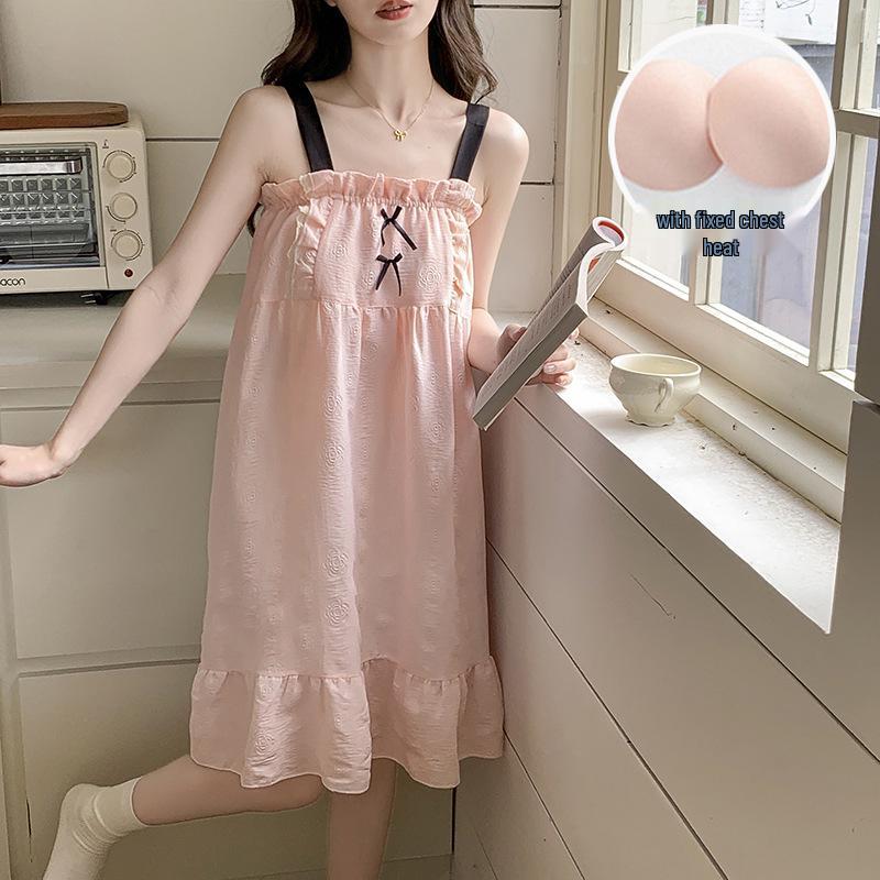 Women's Princess Style Cloud Cotton Nightgown with Bra Pads - Summer 2026 Collection
