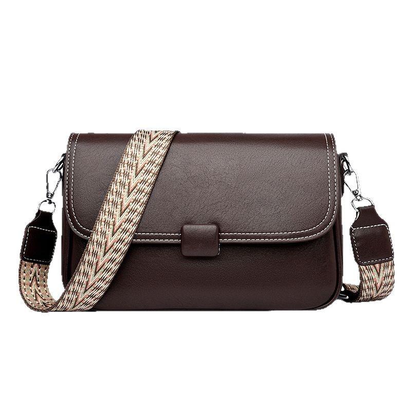 2024 Women's Crossbody Bag: Soft Leather, Fashionable Design, Wide Strap, Stylish Square Shape