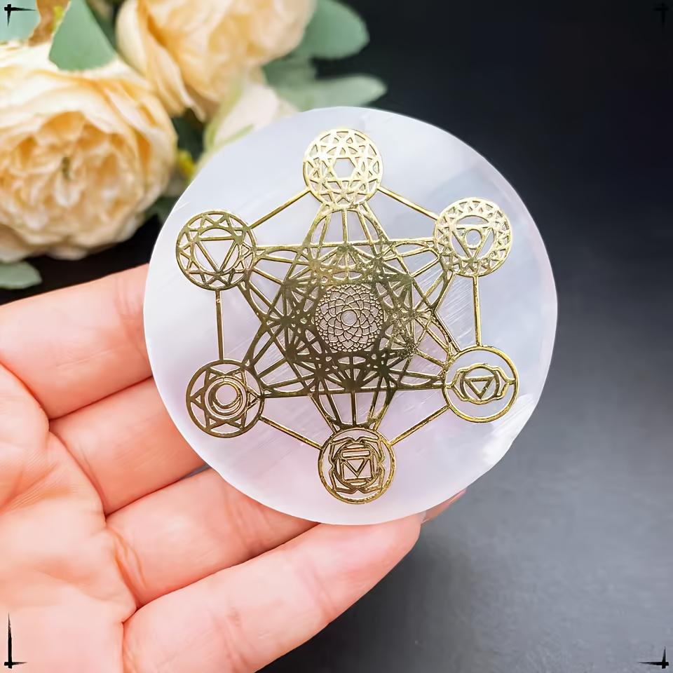 6cm Natural Crystal Selenite Slice Slab White Gypsum, Natural Selenite Stone Crystal Disc, Selenite Charging Plate decoration