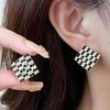 New Creative Geometric Rhombus Square Black Full Crystal Big Stud Earrings for Women Jewelry