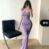 Summer Women's Halter Dress Sleeveless Waist Sexy Tight Package Hip Spice Girl Tight  Dress