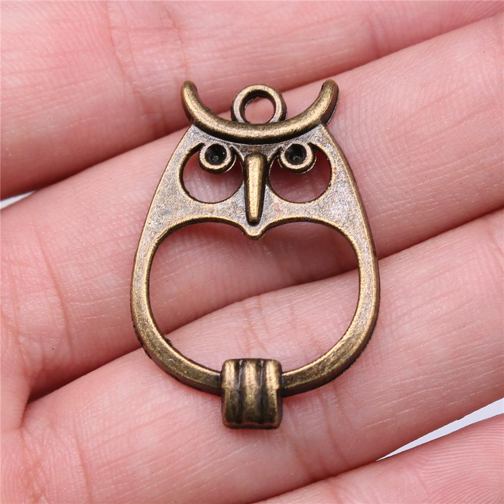 10pcs Vintage Antique Bronze Color Plated Owl Charms Pendant For Necklace Keychain Making DIY Crafts