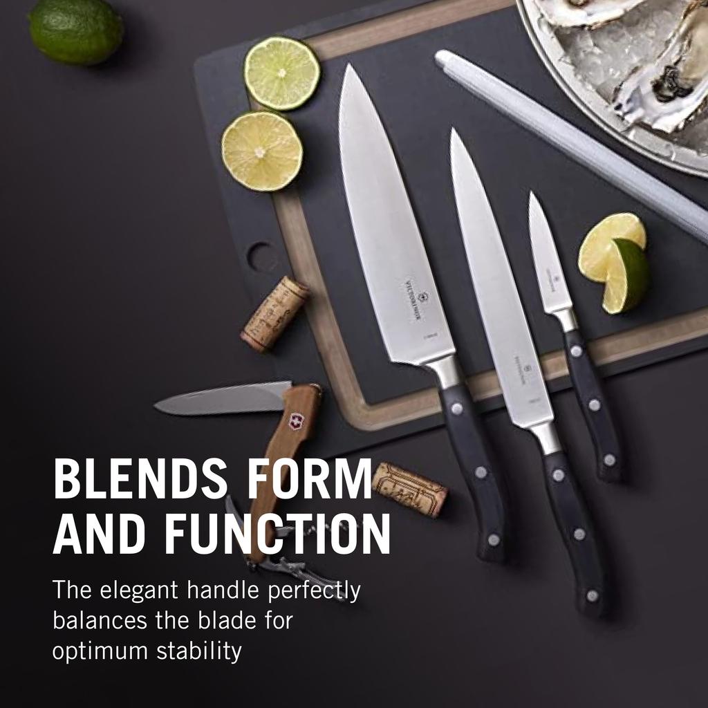 VICTORINOX Επαγγελματικό Μαχαίρι Βαρέως Τύπου και Σετ Grand Chef, Σετ 3 Τεμαχίων, Μαύρο, Premium Κατηγορίας, Κοφτερό, Maître, Σφυρηλατημένο, 7.7243.2