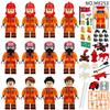 M8253 Blue Sky Fire Rescue Team Miniature Children Assemble Small Particle Building Block Toy Stretcher Wheel