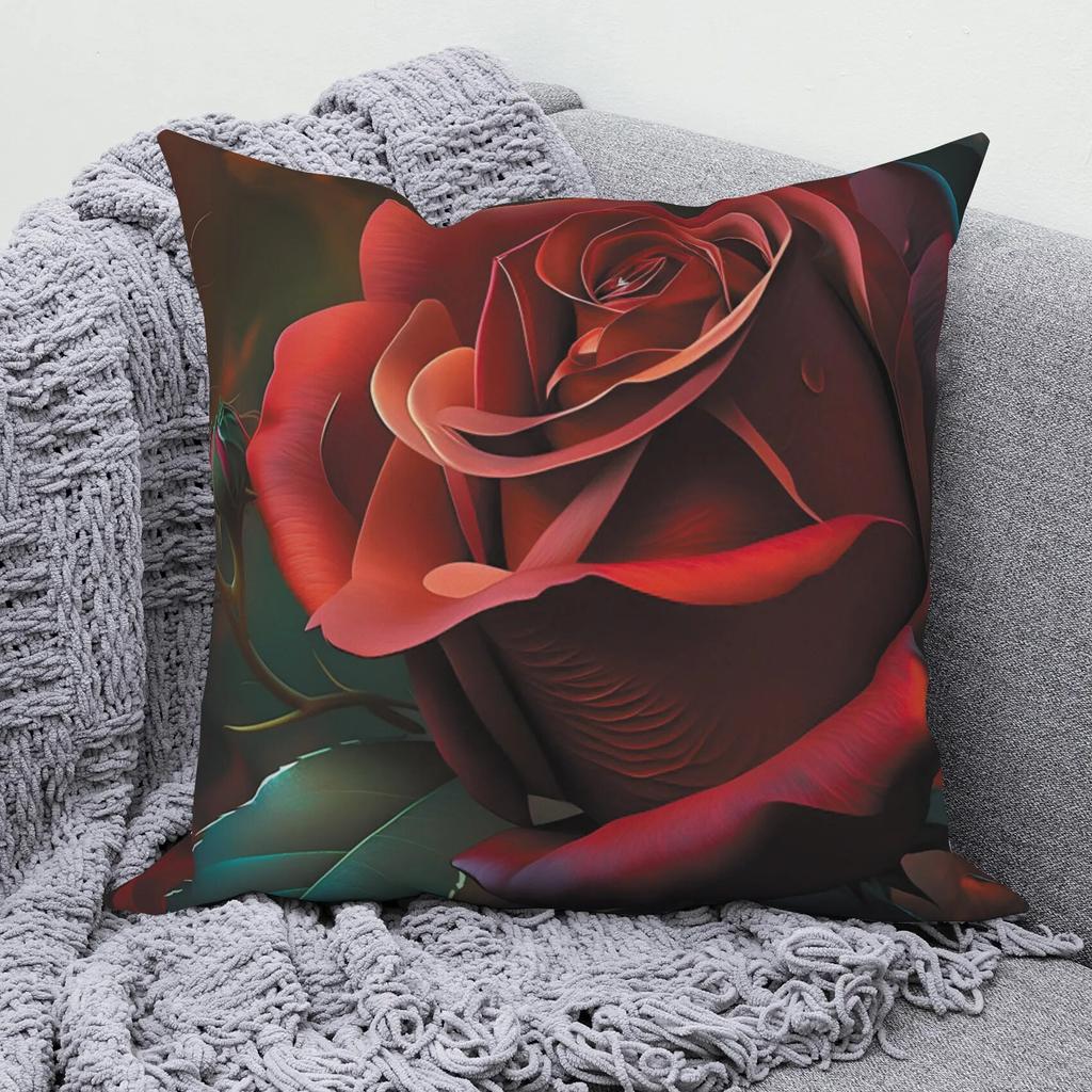 Kissenbezug, modernes Sofa, quadratisch, Kissenbezug, Heimdekoration, Rosen-Blumen-Überwurfmuster