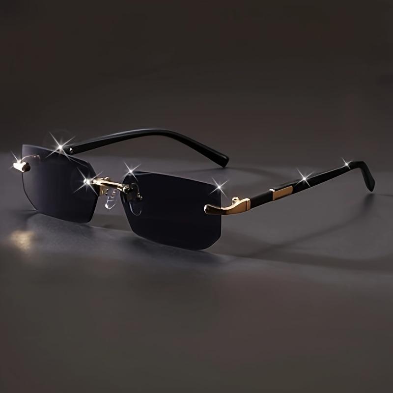 Men'S Y2K Style Square Frameless Fashion Glasses Decorative Lens Design Regular Size for Daily Casual Wear
