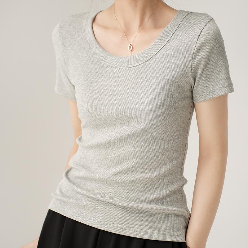 Tricou de damă, cu decolteu în U, cu mâneci scurte