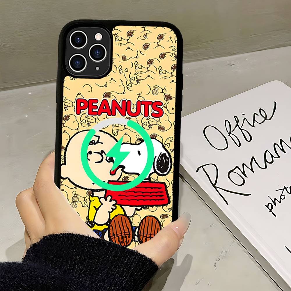 Cute Cartoon S-Snoopys For Magsafe Magnetic Phone Case Wireless PC+TPU For IPhone 11 12 13 14 15 16 17 Pro Max Plus