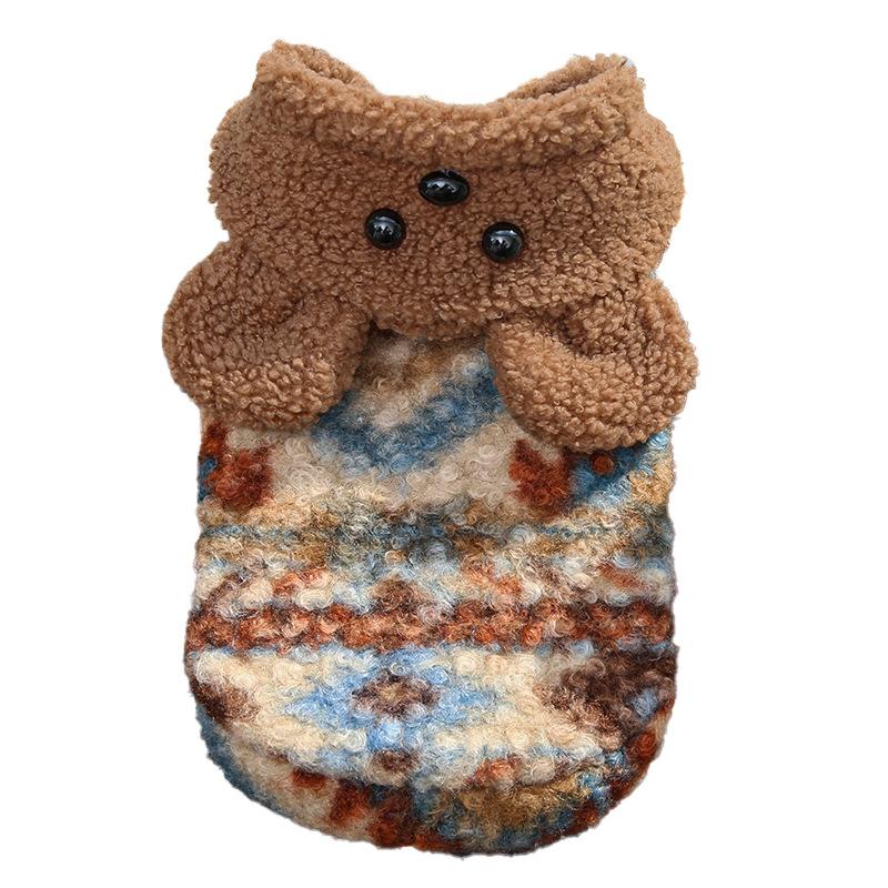Autumn Winter New Polyester Velvet Fairland Style Pet Dog Cat Clothing Supplies Teddy Bear Bitter Bear Coat Brown Bear