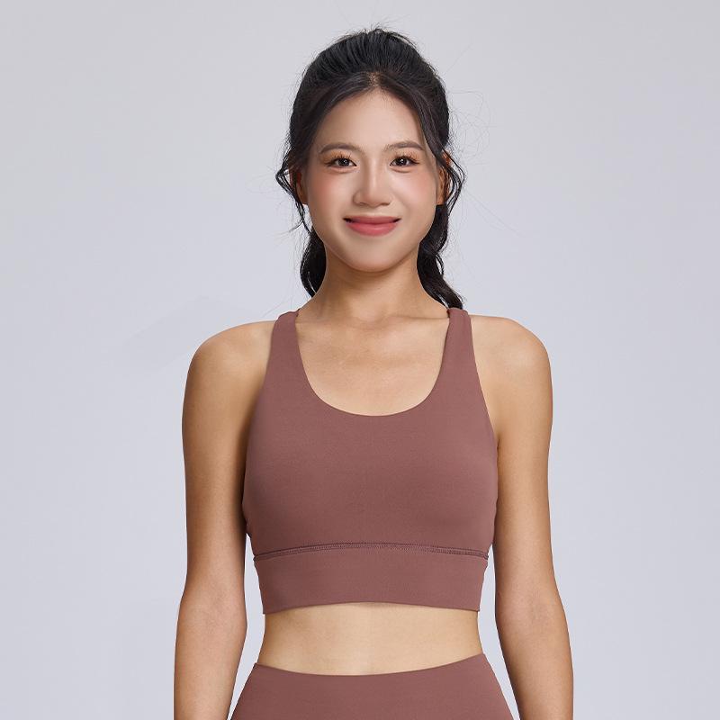 2025 High Support Lycra Sports Bra with Removable Pads and Cross Back Design for Yoga Fitness
