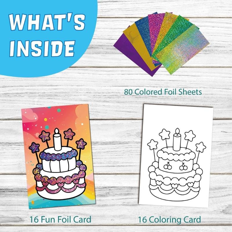 Birthday Theme Coloring Book Painting Book Foil Art Craft Set Graffiti Picture Drawing Book for Creative Painting