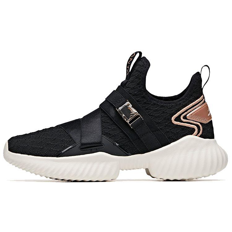 

Anta Comfortable Fresh Breathable Non-Slip Wear-Resistant Shock-Absorbing Low-Top Running Shoes Women sneaker Black White Gold 12947757-1