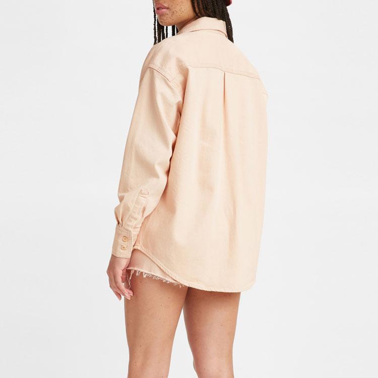 Levis SS22 Solid Pocket Button Denim Long Sleeve Shirt Women Shirts Pink A1776-0005