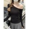 Autumn Korean Slim Fit Off-Shoulder Long Sleeve Top for Women