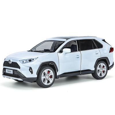 1/24 Toyotas RAV4 SUV Alloy Car Model Diecast Metal Toy Off-road Vehicles Car Model Simulation Sound and Light Children Toy Gift