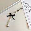 Sweet Phone Chain Strap Lanyard Bowknot Heart Bead Pendant Phone Charm Hanging Decoration Cute Phone Accessories