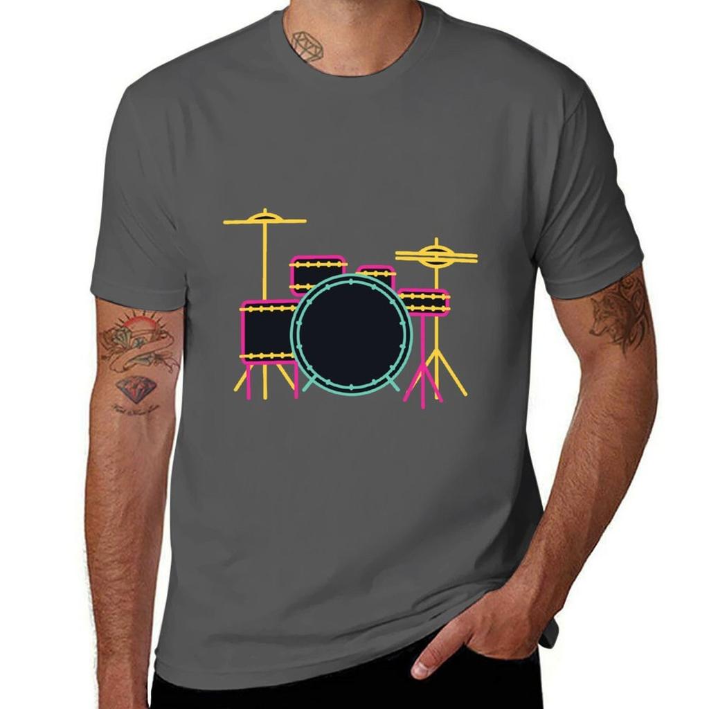 Neon Drum Kit Tshirt Festive Simple Tshirt
