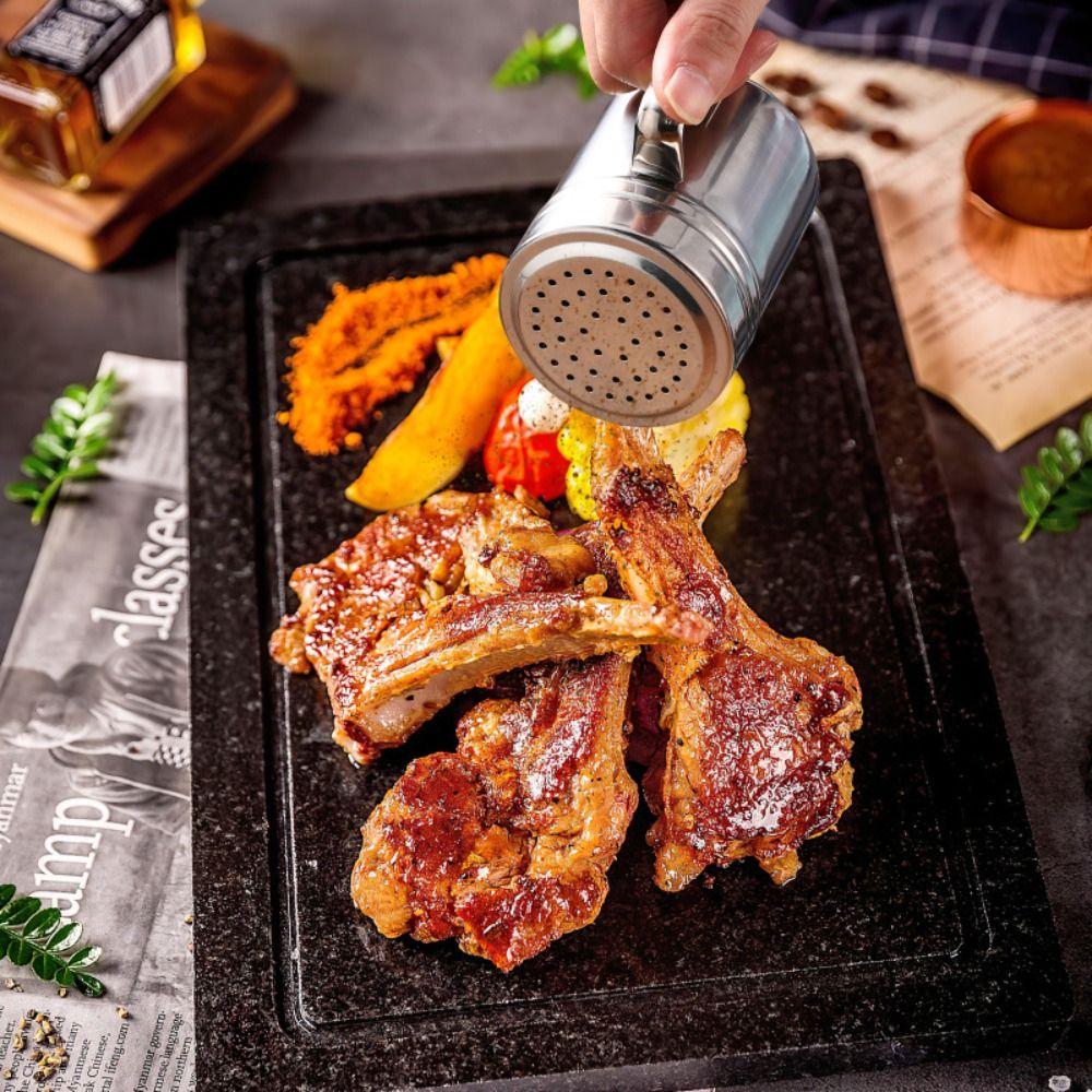 with Handle and Lid Salt Dispenser 304 Stainless Steel Condiment Container Spice Bottles Sugar