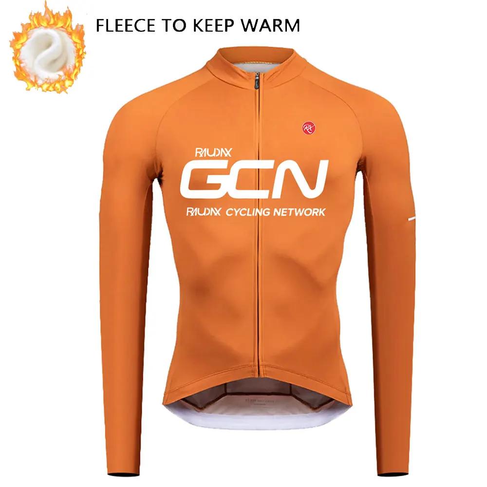 RAUDAX GCN Bike Team Winter Long Sleeves Cycling Clothing Men's Thermal Fleece Cycling Jersey Set Moutain Road Bike Uniform
