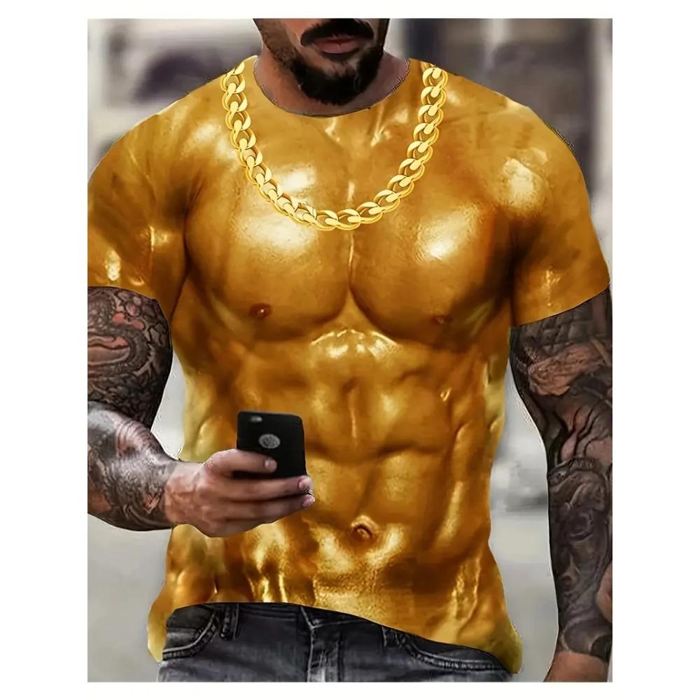 New Funny Muscle Body 3D Printed T-shirt Mens Designer Clothes Streetwear Short Sleeve Top Tees Ugly Chest Hair T Shirt Clothing