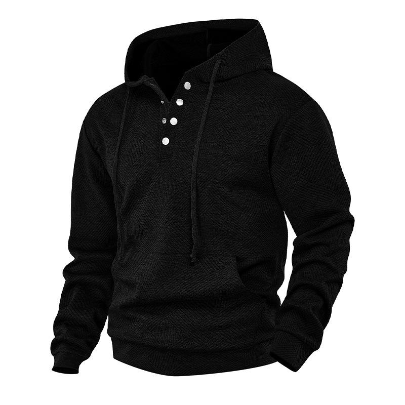 American Retro Men's Hooded Jacquard Pullover - Versatile Casual Sweatshirt