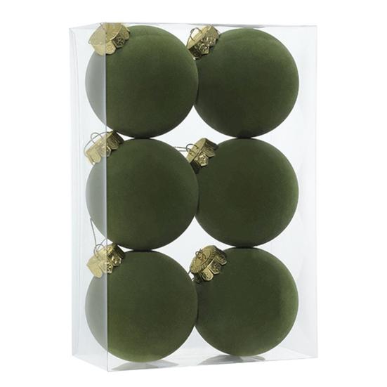 6Pcs Christmas Ball Ornaments Flocking Rustic Distressed Hanging Balls with Loop Farmhouse Xmas Decoration