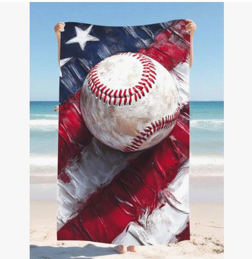 1pc Baseball PoolBeach Towel Sport Art Style Beach Blanket, Quick-Dry Soft Lightweight Bath Towels