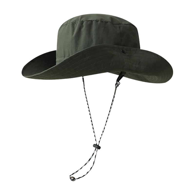 

[Kashichi] safari hat compact hat storage water repellent trip UV cut mountain climbing outdoor chinstrap (Army green)